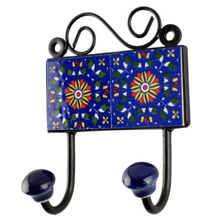 Ceramic Tile Hook in Navy Blue